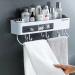 Removable Shower Storage Shelf Perforation-free Wall Storage Organizer Rack Draining Organizer Holder Bathroom Accessories